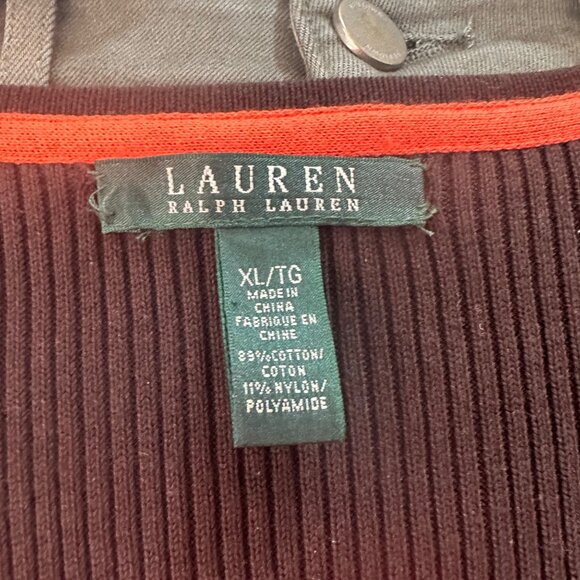✨✨✨Lauren by Ralph Lauren Sz XL Women's Cardigan Brown orange Vintage Cotton - Picture 4 of 6